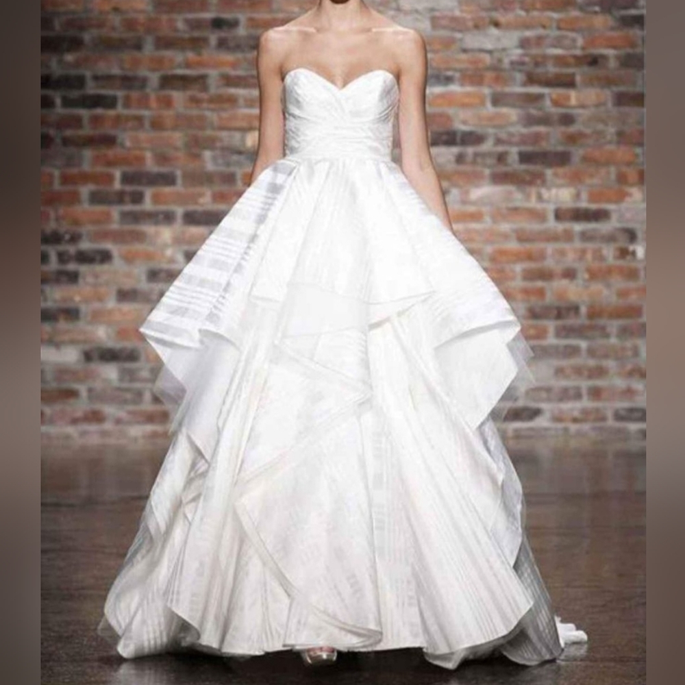 Hayley Paige Ivory Striped Organza Wedding Dress